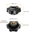Heavy Lifter Four Pack Star Knobs With M10 Female Thread And 38mm Head Plastic Clamping Handles showing dimensions and features.