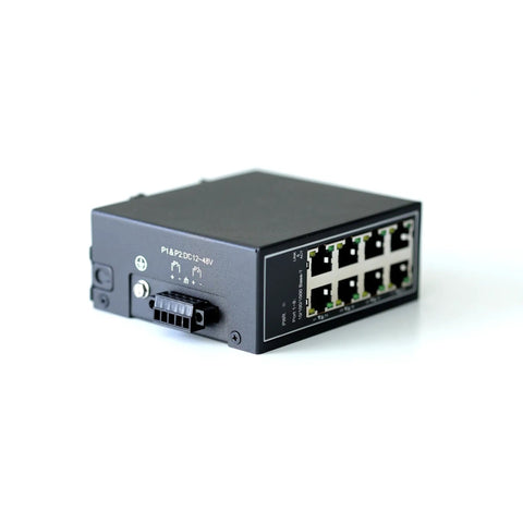 8 Port Gigabit Industrial Ethernet Switch Unmanaged No Frills Plug And Play With DIN Rail And Wall Mount UL Listed Fanless