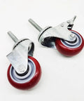 Heavy Duty Caster Wheels With Top Plate Swivel For Furniture And Workbenches, features red wheels with dual locking brakes and M threaded stem.