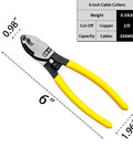 Premium Six Inch Cable Cutters Built From Hella Durable High Carbon Steel With Razor Sharp Cutting Heads And Non Slip Soft Grip Handles, 6 inch with yellow grips.