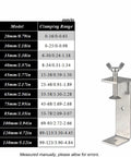 Begot 304 stainless steel C-clamp with wide jaw and wing bolts, shown beside size chart (130 mm)