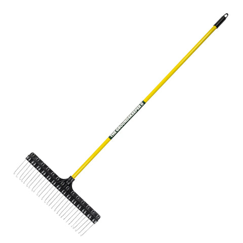 Heavy-Duty 55-Inch Fiberglass Rake With A 21-Inch Steel Tined Head For De-Thatching And Landscaping