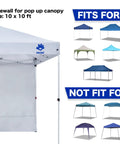 Instant Canopy Sidewalls For 10x10 Pop Up, Waterproof With 99 Percent UV Protection, illustration of compatible and incompatible tents