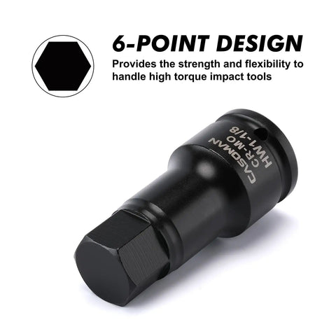 Three Quarter Inch Drive Impact Hex Bit Set Five Piece SAE Kit Built Tough For Maximum Torque Includes Three Quarter Inch Seven