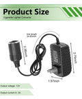 Top Shelf 120V To 12V 24W Ac Dc Converter Adapter with cigarette lighter plug, ideal for car tools, size dimensions visible.