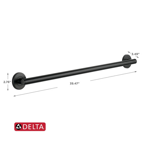 Contemporary ADA 36 Inch Matte Black Grab Bar For Shower And Toilet, Heavy Duty Zinc Posts With Stainless Steel Bar, Supports Up To 450 Lbs