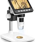 Coin Microscope 1000X With 4 3 Inch LCD Screen For Error Coins And Mint Marks For Coin Nerds 1080P USB Microscope With 8 Adjustable LEDs on stand, white base