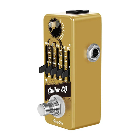 Tiny Titan Of Tone Five Band Graphic EQ Guitar Pedal With Master Level Control True Bypass And Rugged Metal Shell Side View