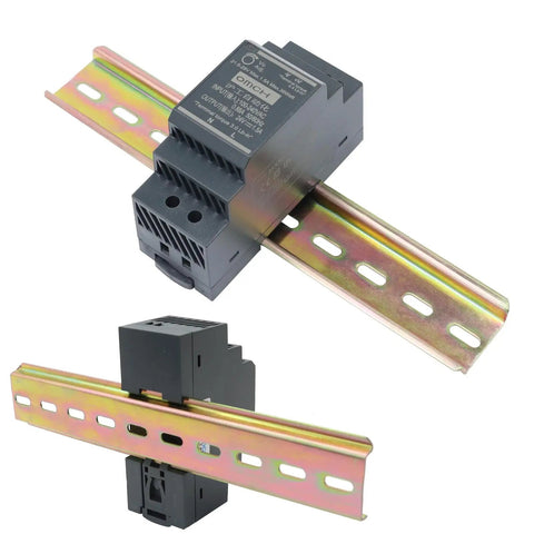 Ultra Slim DIN Rail 24V DC Power Supply 1.5A 36W For PLCs Relays Sensors And Controllers Wide Input For Industrial Automation And Building System Installations mounted on DIN rail