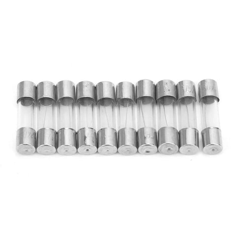 Heavy Duty 5X20Mm Fast Blow Fuse Assortment Kit 100 Piece Set Featuring Tons Of Amp Ratings, clear glass fuses with metal ends.