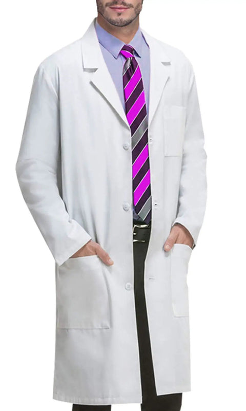 Professional Lab Coat For Men And Women Long Sleeve White Unisex Size Large Durable Cotton Polyester Blend