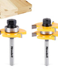 Tongue And Groove Router Bit Set For One Quarter Inch Shank, Two Pack, Built For Three Quarter Inch Stock, One Half Inch Cutting Depth