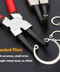 Close-up of Internal Snap Ring Pliers 7 Inch 90 Degree Bent For Internal Circlips on black background with circlips.