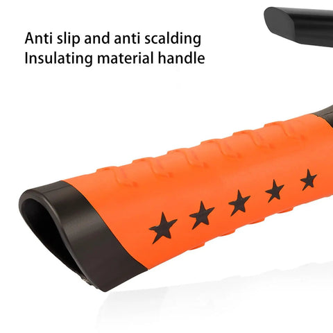Close-up of orange insulated handle on 800A Heavy Duty Welding Electrode Holder Stinger Clamp for Stick Welding with copper jaw pliers
