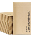 8.5x12 Inch Biodegradable Brown Kraft Bubble Mailers Pack Of 25 Compostable Padded Envelopes Self Seal Bags Stacked Detail