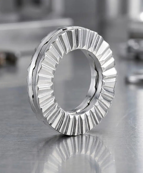 Heavy Duty M6 Wedge Lock Washer made from 304 stainless steel showing detailed texture and size for secure fastening.