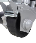 Heavy Duty Electric Trailer Dolly With 5000 Lbs Towing Capacity close-up of 8-inch rubber tire and robust motor assembly.