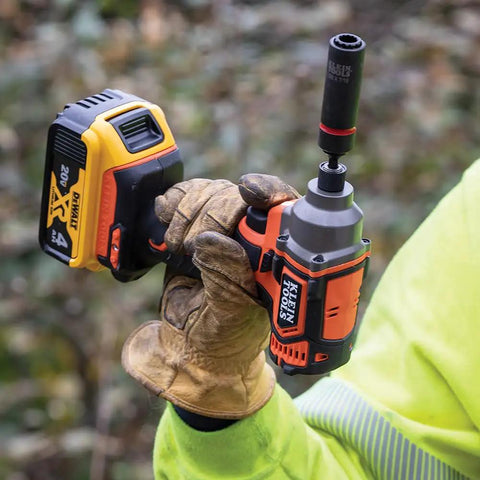 Person using 20V Battery Powered Impact Driver With One Quarter Inch Hex Quick Connect 210 Foot Pounds Max Torque Brushless Motor
