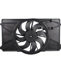 Solid Engine Radiator Cooling Fan Assembly With Integrated Shroud And Smooth Brushless Motor Direct Swap Replacement Fits 2012 Through 2018 Ford Focus BeV 2.0 Liter L4 Engine Oem Matched For Quick Bolt Up Install, showing front view with fan blades.