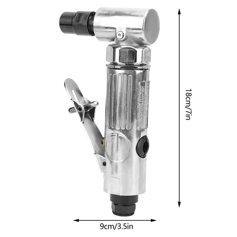90 Degree Pneumatic Angle Die Grinder Cranking At 20000 Rpm With 2 Inch Grinding Disc for tight corners and metal fab.