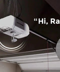 MyQ Smart Garage HD Camera With WiFi Enabled And Smartphone Control Two Way Audio Motion Detection Live View And Recorded Footage Works With Key By Amazon In Garage Delivery White displaying two-way audio feature with a garage open