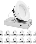4 Inch Canless LED Recessed Lights With A Slick Flush Trim And Snug Ceiling Fit, 5CCT Adjustable Warm To Cool Glow, Dual Dimmable No Fuss Setup, Wet Rated ETL Certified 12 Pack with white trim design.