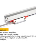 Pro Shop Digital Caliper And Triple Axis Digital Readout Set With 0.001mm Precision Linear Steel Bars close-up view with notice.