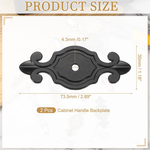 4 Pack Cabinet Handle Backplates Two And Seven Eighths Inch Zinc Alloy Drawer Knob Back Plate Single Hole Retro Vintage Black