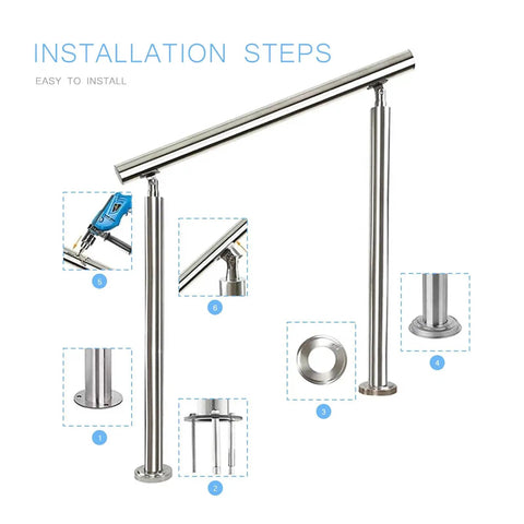 Installation steps of Upgrade Your Curb Appeal Instantly With This Top Shelf Adjustable Stainless Steel Handrail Kit.