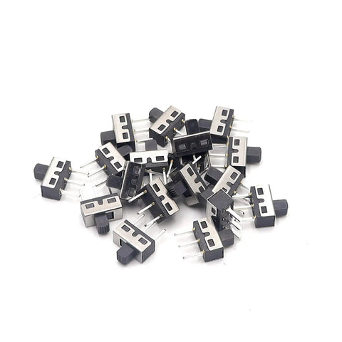 Mini Vertical Knob Slide Switches 18 Pack With Super Smooth Spdt Toggle Action Heavy Duty Panel Mount Micro Switch AC 125V 2A 1P2T piled together