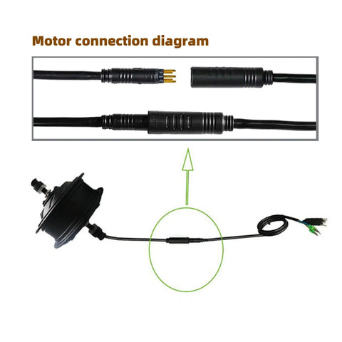Diagram showing 9 Pin Ebike Cable Connector With Hall Sensor 60cm Waterproof Hub Motor Extension Cable for electric bike conversions.