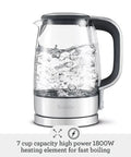 Crystal Clear Glass Electric Kettle With German Schott Glass Soft Opening Lid Gentle Steam Release Ergonomic Handle BPA Free Auto Shut Off Boil Dry Protection Easy Pour Fast Boil For Breakfast Tea And Coffee in action with boiling water