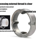 Electric Drill PVC Pipe Threader Kit with external die close-up showing threading on PVC pipe, DIY home plumbing tool