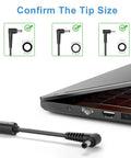 Connector size guide for 180W Laptop Charger For Gaming Laptops From MSI GF63 GF65 Stealth GS65 GS63 15M Sword 15 Crosshair 15 17 And Gigabyte Katana
