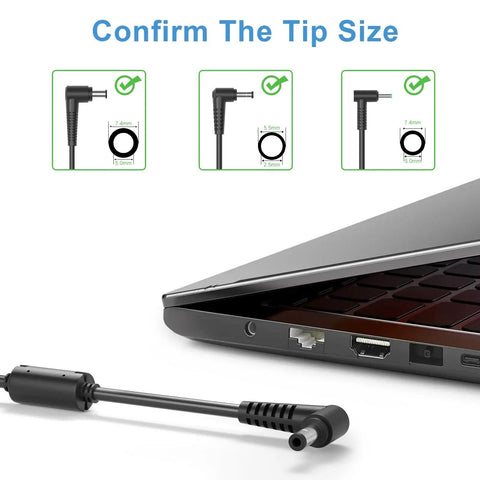 Connector size guide for 180W Laptop Charger For Gaming Laptops From MSI GF63 GF65 Stealth GS65 GS63 15M Sword 15 Crosshair 15 17 And Gigabyte Katana