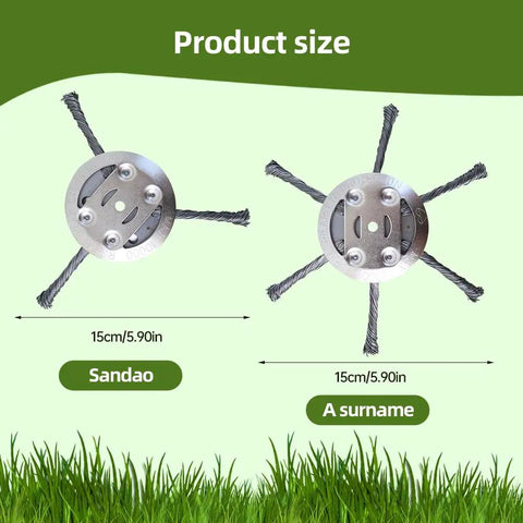 Product size of 15cm steel wire trimmer heads showing 2 designs for Heavy Duty Steel Wire Trimmer Head For 5mm Aperture Universal Replacement With 6 Blades Beast Brush Cutter For Garden And Lawn Fits Most String Trimmers Durable Weed Eater Head For Home Use