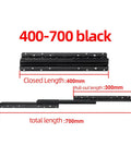 Bottom Mount Heavy Duty Drawer Slides With Concealed Under Drawer Design And Push To Open Mechanism For Clean Minimal Cabinets No Exposed Hardware No Frills Maximizes Internal Storage In Narrow Spaces, black 400-700mm