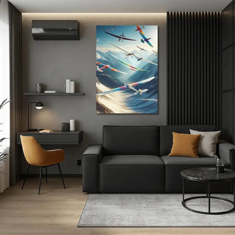 Epic Soaring Gliders Over Majestic Mountain Peaks Wall Art For Home Decor Choose Between Poster Or Ready To Hang Canvas Framed Print 36x24 Dope Vibe Today
