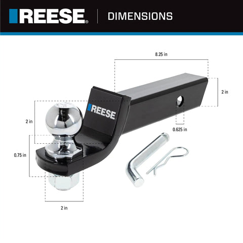 All In One Trailer Hitch Ball Mount Starter Kit Fits 2 Inch Square Receiver With 2 Inch Drop And 6,000 Lbs Capacity Includes 2 Inch Trailer Ball Pin And Clip