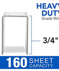 Heavy Duty Desktop Stapler Refills That Go Hard On Thick Stacks slick chisel points, 3/4 inch, 160 sheet capacity, heavy grade wire.