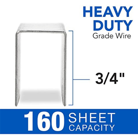 Heavy Duty Desktop Stapler Refills That Go Hard On Thick Stacks slick chisel points, 3/4 inch, 160 sheet capacity, heavy grade wire.