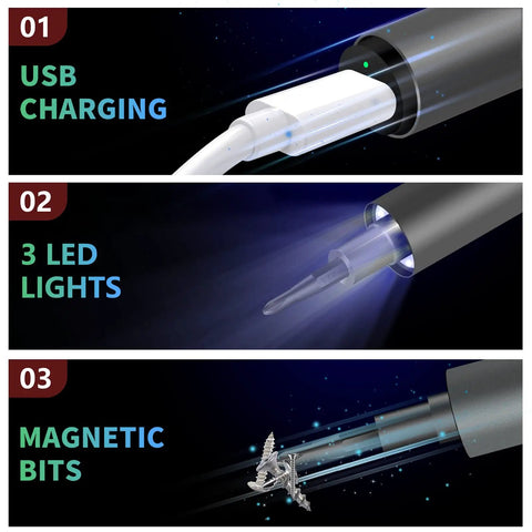 62 In 1 All In One Electric Screwdriver Kit With Mixed Power And Cordless Design Rechargeable Battery Shadowless LED Lights