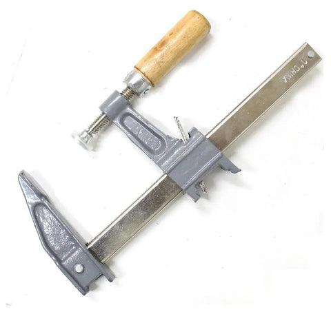 6 Inch Adjustable F Clamp With Wooden Handle And Precise Fine Adjustment Up To One And A Quarter Inch For Woodworking And Metalworking
