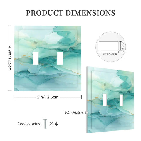 Killer Teal Marble Decorative Switch Plate Cover For Two Gang Double Toggle Outlet Wall Panel dimensions 5in by 4.9in