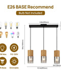 Adjustable Pendant Lamp With Frosted Gold Glass Shade Three E26 Bulbs Farmhouse Chandelier dimensions and bulb compatibility