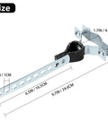 Heavy Duty Exhaust Hanger and Muffler Bracket for RV Generator Tailpipe, 1-1/4 Inch to 1-3/4 Inch Exhaust Pipe, side view with measurements.