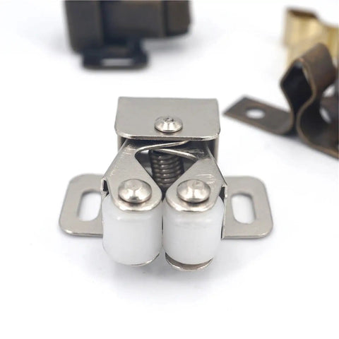 Close-up of Double Roller Catch 40 Set Cabinet Door Roller Latch Kit Easy Install For Furniture Soft Dampers Stopper Buffer Closer