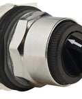 Illuminated Type K selector switch for industrial machinery with a chromium plated bezel fits 30mm cutouts, 2-position black knob