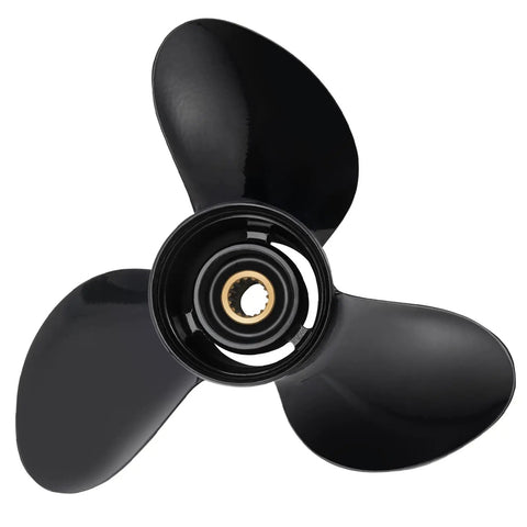 Suzuki 14 Inch Diameter 19 Pitch Aluminum Outboard Propeller, 3-Blade Right-Hand RH, top view