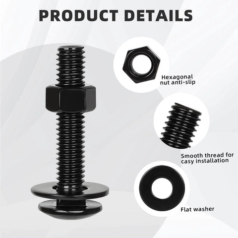 3/8-16 Carriage Bolt Kit in Stainless Steel 304 With Full Thread Bolts, Nuts, and Flat Washers, Round Head Square Neck visible